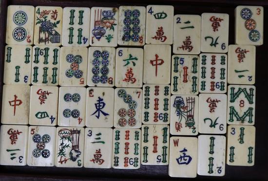 A Mah Jong set with racks